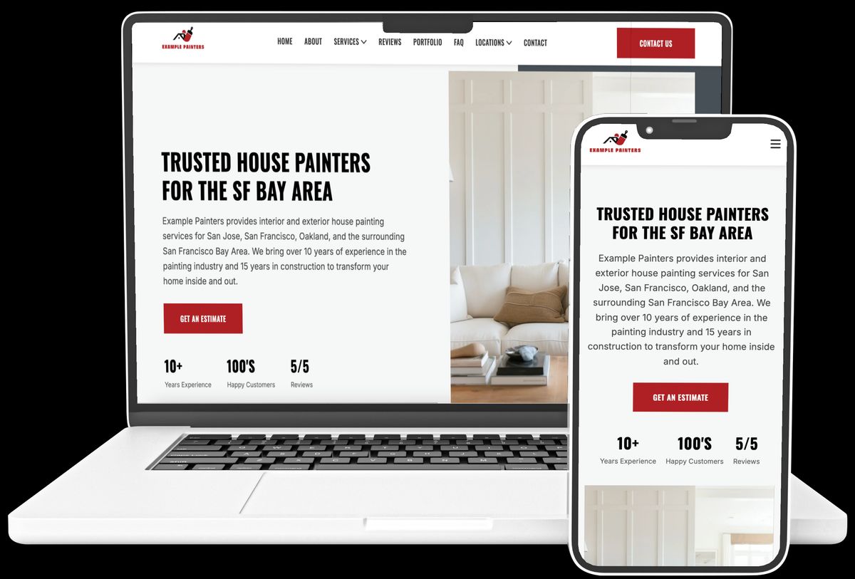 Example Painters website on laptop and phone devices